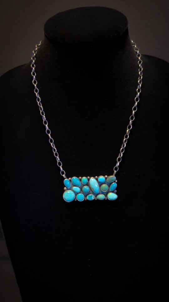 Kingman Turquoise Bar Necklace $525