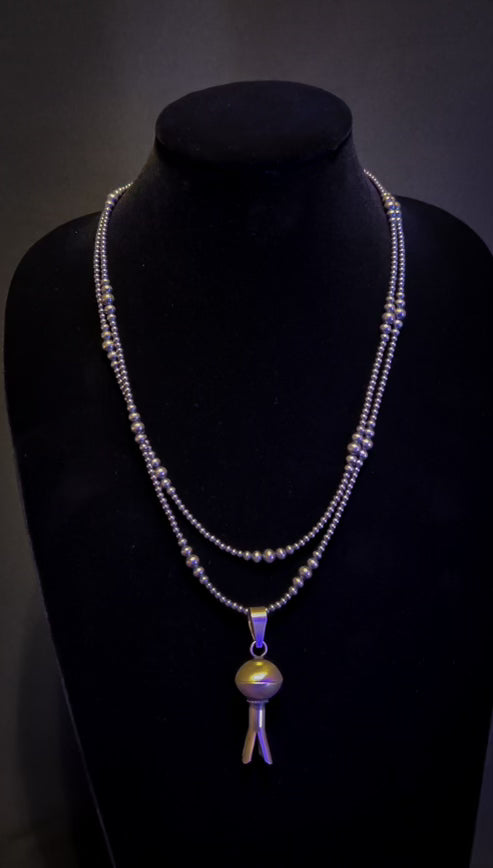 Necklace: 4-8MM Navajo Necklace &  Squash Blossom Pendant $290.