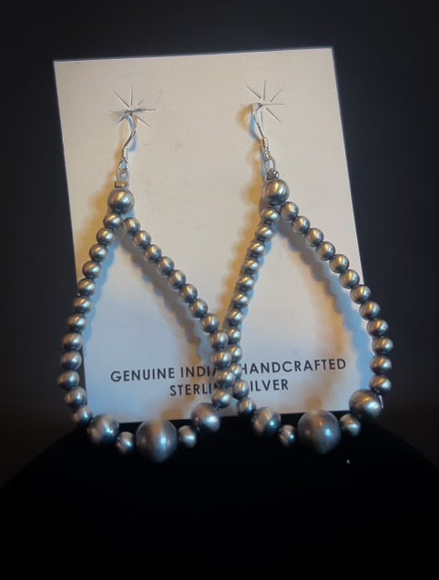 Navajo Pearl Hoop Tear Drop Earrings $115