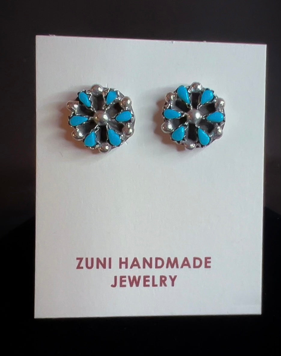 Zuni Handcrafted Kingman Turquoise Stud  $40